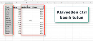 Excel grafikte maksimum değeri farklı renkte göstermek